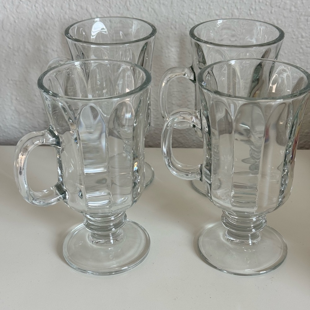 Set‎ of 4 - Libbey Irish Vintage Footed Coffee Mugs